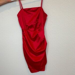 Mini Red Satin Dress